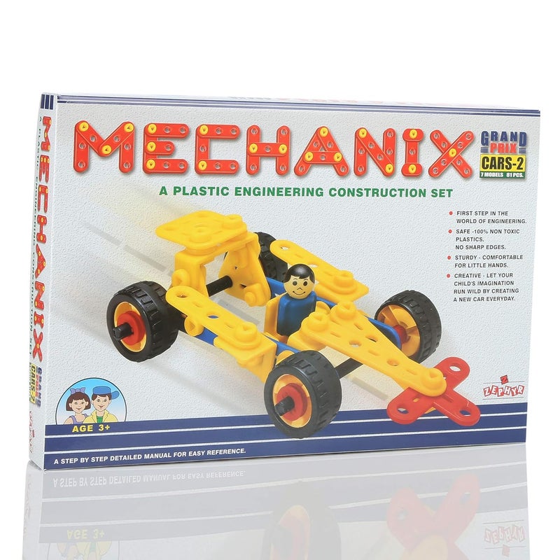 ZEPHYR Mechanix Plastic Cars-2 STEM Educational Toy Building and Construction Set for Kids - Image 2